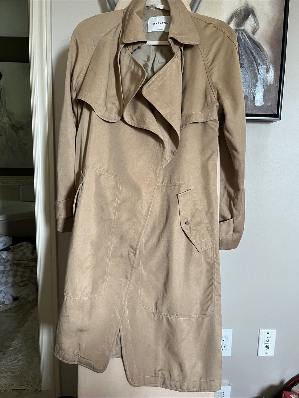 Babaton Beige Draped Trench Coat